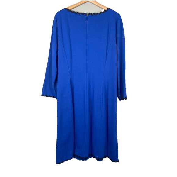 Talbots Refined Ponte Rickrack Trimmed Blue Sheath Midi Dress Size 20 Office - Picture 6 of 11